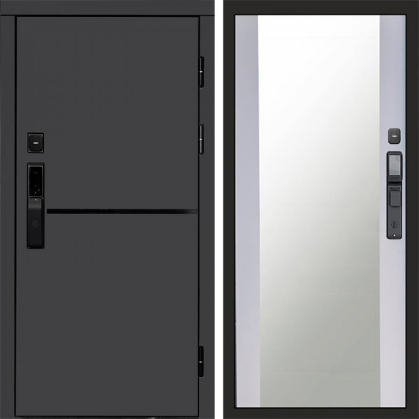 Входная дверь Termo-Door Смарт Тренд Графит - Зеркало белый софт