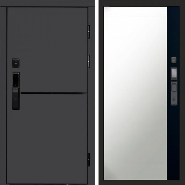 Входная дверь Termo-Door Смарт Тренд Графит - Зеркало Фацет Черный кварц