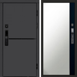 Входная дверь Termo-Door Смарт Тренд Графит - Зеркало Фацет Черный кварц+тонировка серая