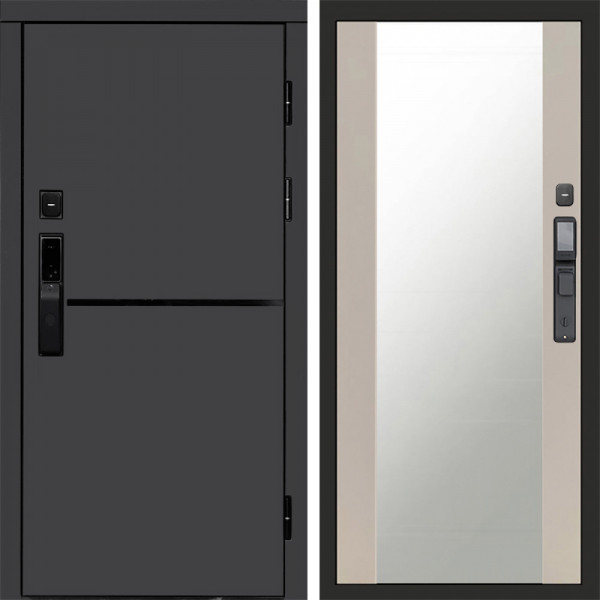 Входная дверь Termo-Door Смарт Тренд Графит - Зеркало Слоновая кость