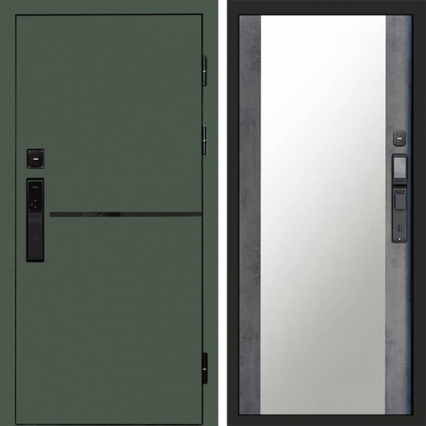 Входная дверь Termo-Door Смарт Тренд Green - Зеркало бетон темный