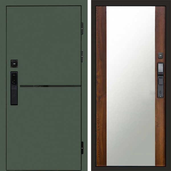 Входная дверь Termo-Door Смарт Тренд Green - Зеркало дуб