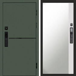 Входная дверь Termo-Door Смарт Тренд Green - Зеркало Фацет Белый софт