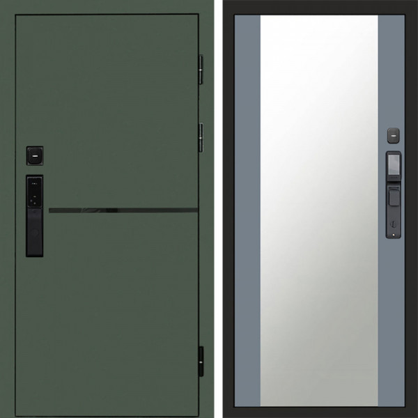 Входная дверь Termo-Door Смарт Тренд Green - Зеркало Grey Софт