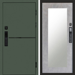 Входная дверь Termo-Door Смарт Тренд Green - Зеркало Триумф бетон светлый