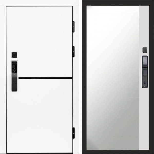 Входная дверь Termo-Door Смарт Тренд White - Зеркало Фацет Белый софт