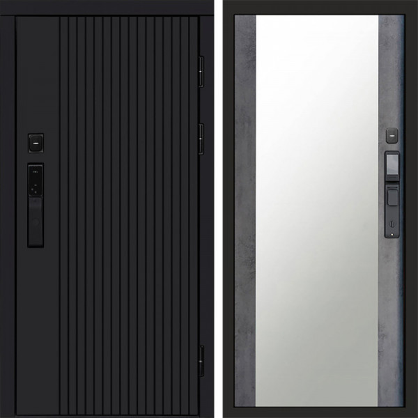 Входная дверь Termo-Door Смарт Твист Black - Зеркало бетон темный