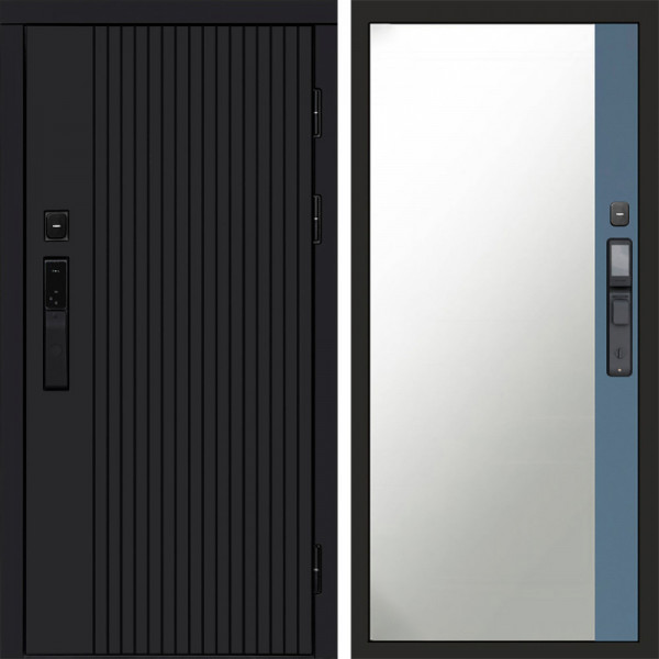 Входная дверь Termo-Door Смарт Твист Black - Зеркало Фацет Grey софт