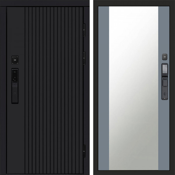 Входная дверь Termo-Door Смарт Твист Black - Зеркало Grey Софт