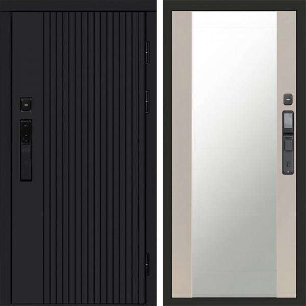 Входная дверь Termo-Door Смарт Твист Black - Зеркало Слоновая кость