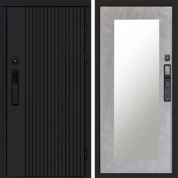 Входная дверь Termo-Door Смарт Твист Black - Зеркало Триумф бетон светлый