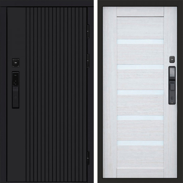 Входная дверь Termo-Door Смарт Твист Black - Зеркало Триумф Царга лиственница 4500 / 5500