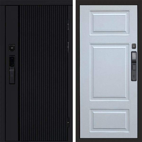 Входная дверь Termo-Door Смарт Урбан Black - Лион Белый софт