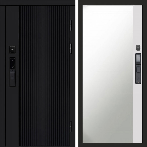 Входная дверь Termo-Door Смарт Урбан Black - Зеркало Фацет Белый софт