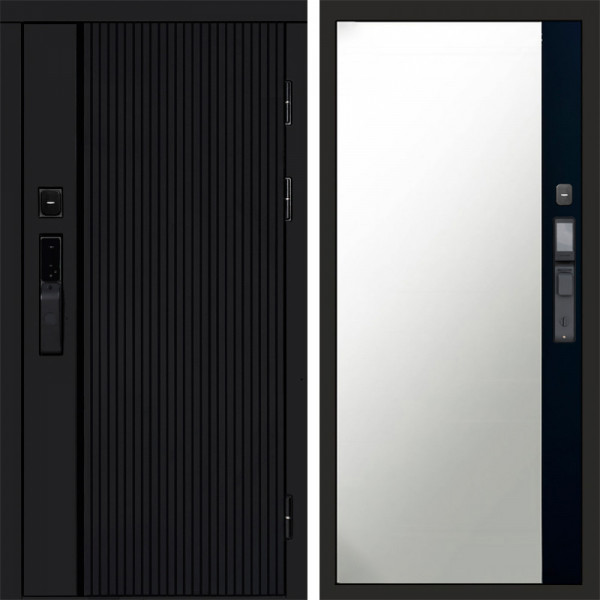 Входная дверь Termo-Door Смарт Урбан Black - Зеркало Фацет Черный кварц+тонировка серая