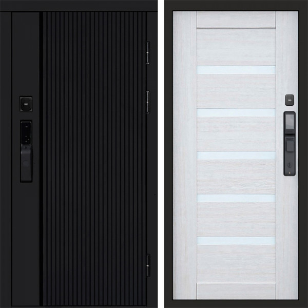 Входная дверь Termo-Door Смарт Урбан Black - Зеркало Триумф Царга лиственница 4500 / 5500