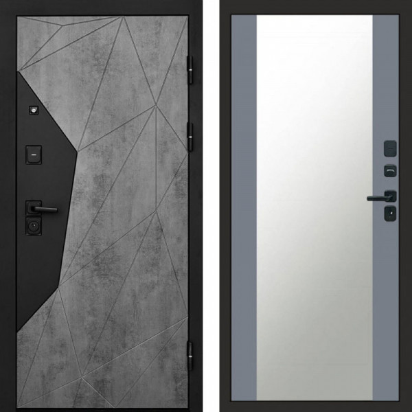 Входная дверь Termo-Door Авангард Бетон - Зеркало Grey Софт