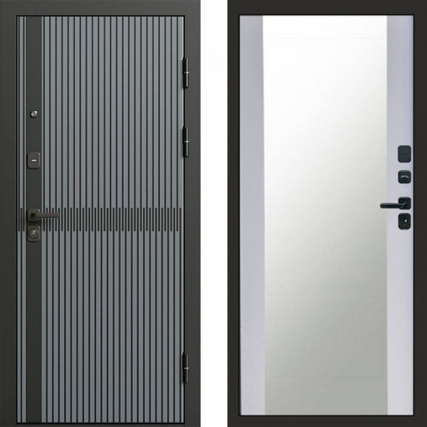 Входная дверь Termo-Door Граунд Грей - Зеркало белый софт
