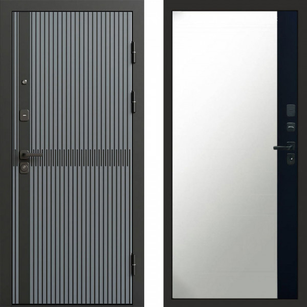 Входная дверь Termo-Door Граунд Грей - Зеркало Фацет Черный кварц