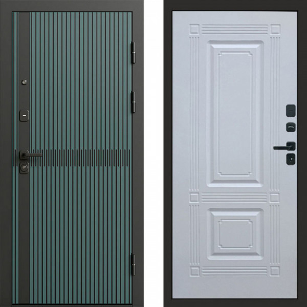 Входная дверь Termo-Door Граунд velutto verde - Мадрид Белый софт