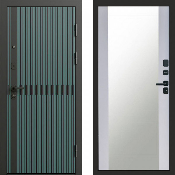 Входная дверь Termo-Door Граунд velutto verde - Зеркало белый софт