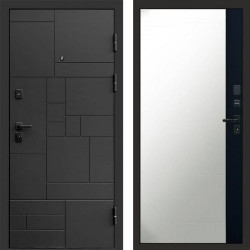 Входная дверь Termo-Door Квадро - Зеркало Фацет Черный кварц+тонировка серая