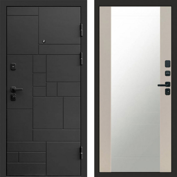 Входная дверь Termo-Door Квадро - Зеркало Слоновая кость