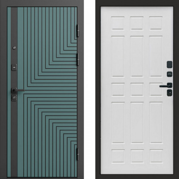 Входная дверь Termo-Door Квантум velutto verde - Спарта белое дерево