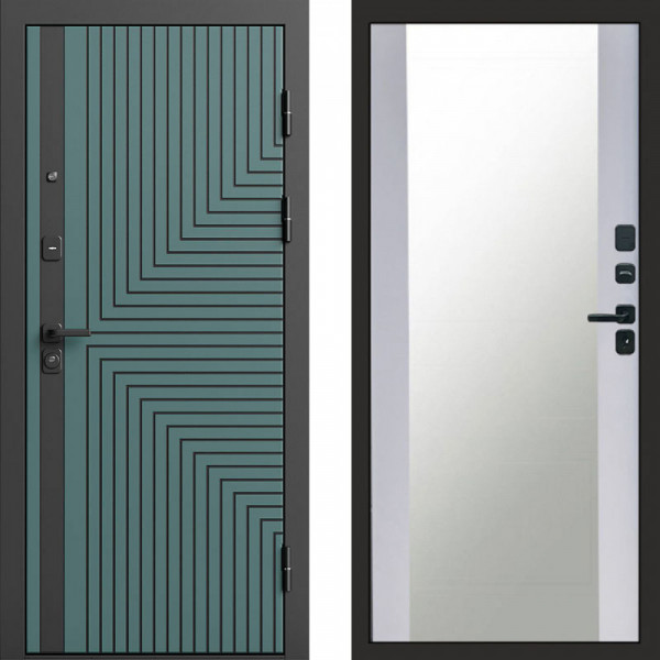 Входная дверь Termo-Door Квантум velutto verde - Зеркало белый софт