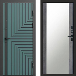 Входная дверь Termo-Door Квантум velutto verde - Зеркало бетон темный