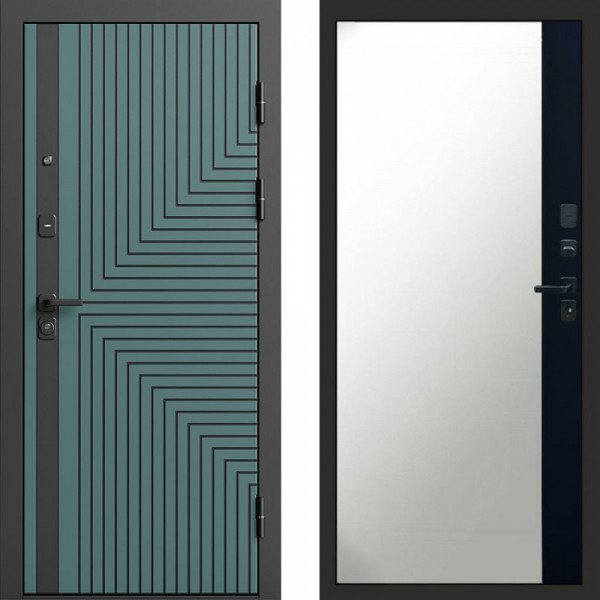 Входная дверь Termo-Door Квантум velutto verde - Зеркало Фацет Черный кварц+тонировка серая