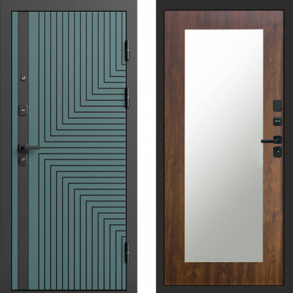 Входная дверь Termo-Door Квантум velutto verde - Зеркало Триумф дуб