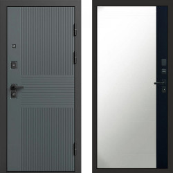 Входная дверь Termo-Door Селект - Зеркало Фацет Черный кварц+тонировка серая