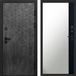 Входная дверь Termo-Door Спейс Бетон Патина - Зеркало Фацет Черный кварц+тонировка серая