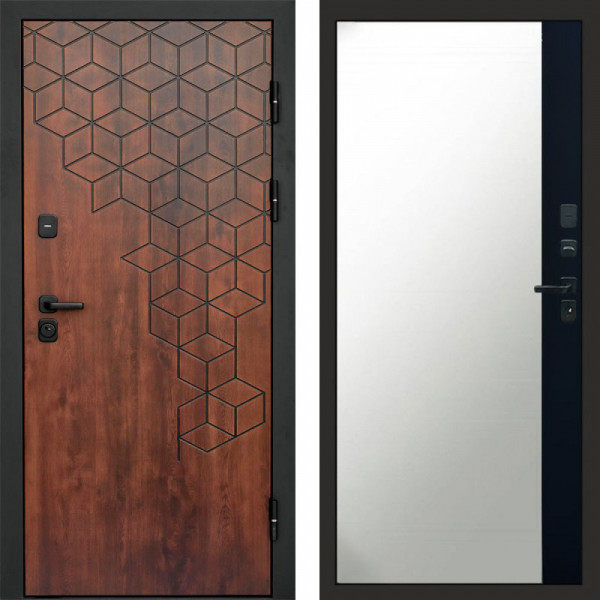 Входная дверь Termo-Door Спейс Дуб Патина - Зеркало Фацет Черный кварц+тонировка серая
