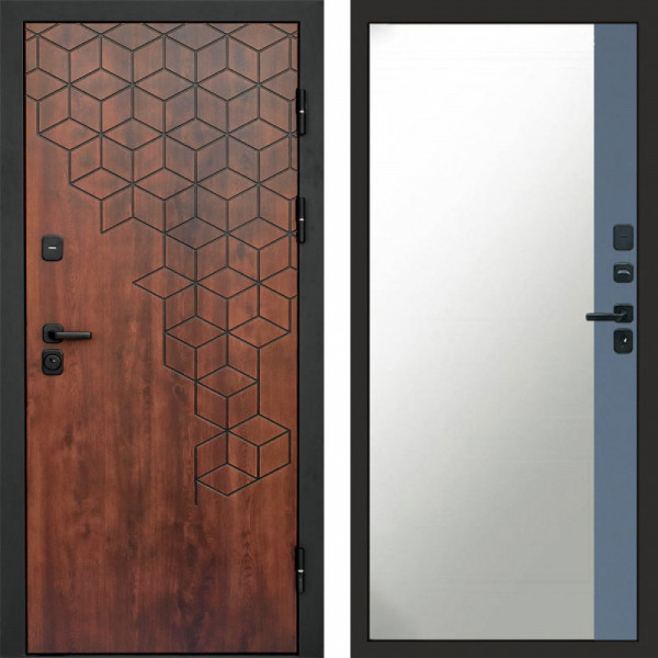 Входная дверь Termo-Door Спейс Дуб Патина - Зеркало Фацет Grey софт