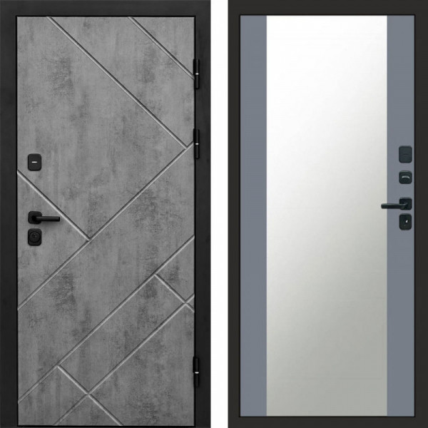 Входная дверь Termo-Door Стоун Бетон - Зеркало Grey Софт