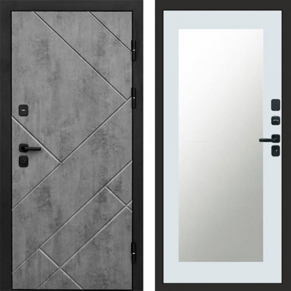 Входная дверь Termo-Door Стоун Бетон - Зеркало Триумф Белый софт