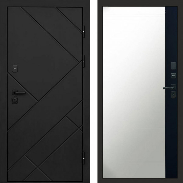 Входная дверь Termo-Door Стоун Блэк - Зеркало Фацет Черный кварц+тонировка серая