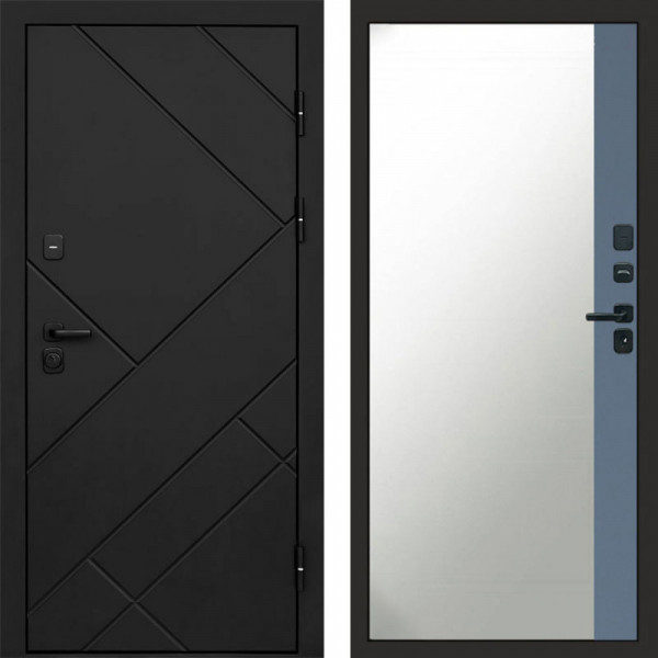 Входная дверь Termo-Door Стоун Блэк - Зеркало Фацет Grey софт