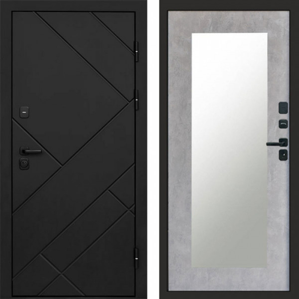 Входная дверь Termo-Door Стоун Блэк - Зеркало Триумф бетон светлый