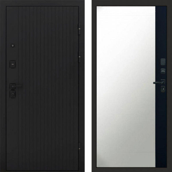 Входная дверь Termo-Door Твист Блэк - Зеркало Фацет Черный кварц+тонировка серая