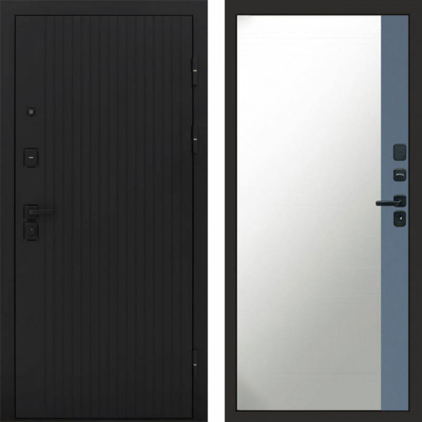 Входная дверь Termo-Door Твист Блэк - Зеркало Фацет Grey софт