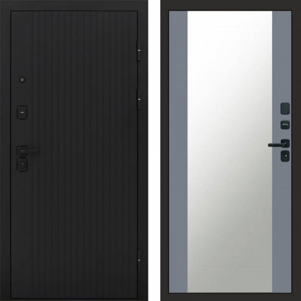 Входная дверь Termo-Door Твист Блэк - Зеркало Grey Софт