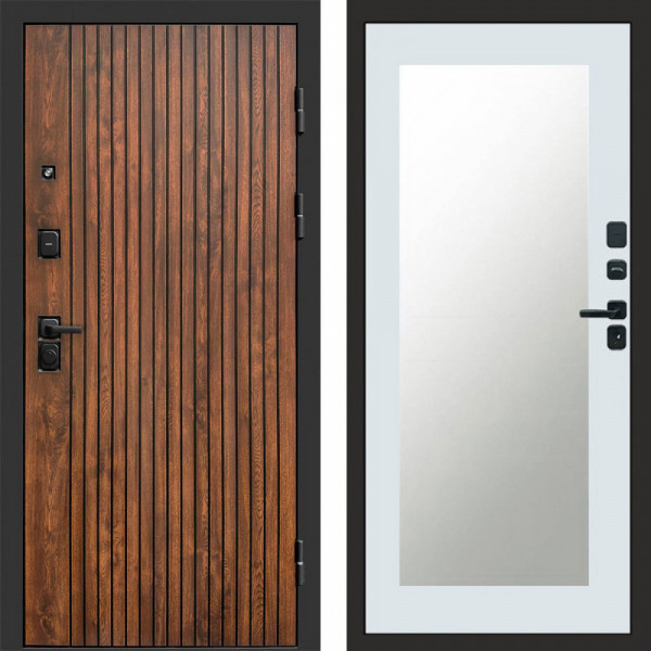 Входная дверь Termo-Door Твист Дуб Патина - Зеркало Триумф Белый софт