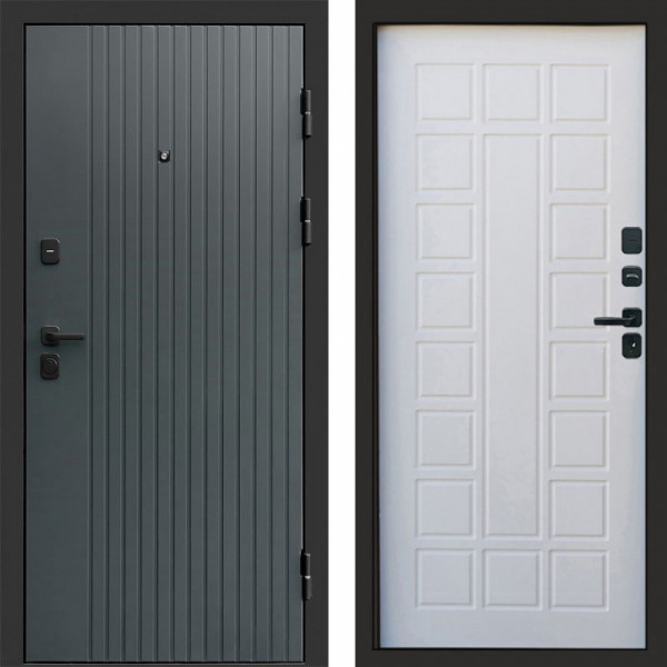 Входная дверь Termo-Door Твист Grey - Престиж белое дерево