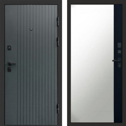 Входная дверь Termo-Door Твист Grey - Зеркало Фацет Черный кварц+тонировка серая