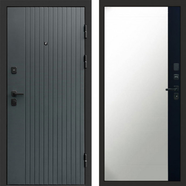 Входная дверь Termo-Door Твист Grey - Зеркало Фацет Черный кварц+тонировка серая