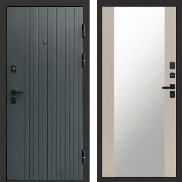 Входная дверь Termo-Door Твист Grey - Зеркало Слоновая кость