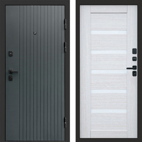 Входная дверь Termo-Door Твист Grey - Зеркало Триумф Царга лиственница 4500 / 5500